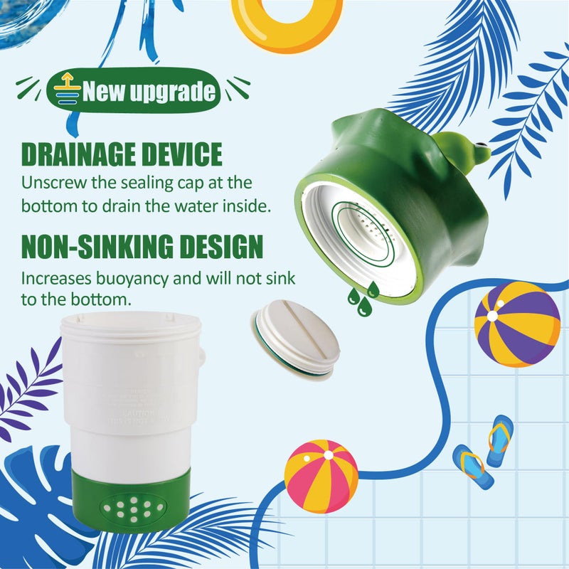 MKLZ Chlorine Floater for Pool, Floating Large Chlorine Dispenser, Bromine Tablet Holder, Fits 1 and 3 Inch Tablets for Above & In-Ground Swimming Pools, Spa Hot Tub, Funny Frog Float - Image 2