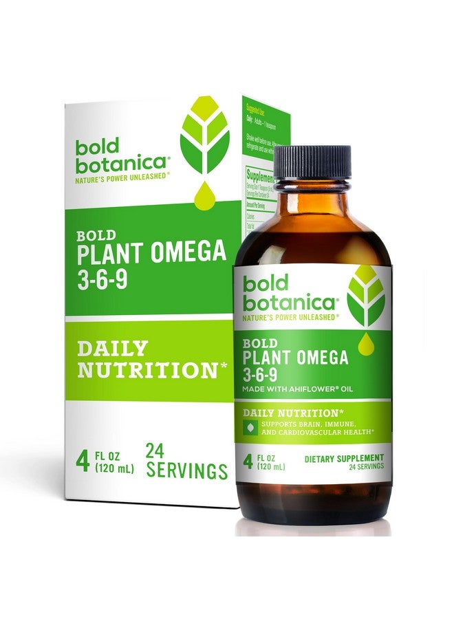Bold Botanica Plant Omega 3-6-9, with Ahiflower Oil, Vegan Omega 3, Complete Plant-Based Omegas for Brain & Immune Health, Better Than Flax, Fish Free, Great Taste, Sugar-Free, Non-GMO, Liquid- 4 oz - Image 1