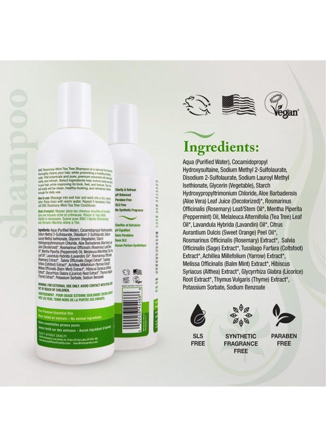 Beauty Without Cruelty - Shampoo, Clarifying Rosemary Mint Tea Tree – Aromatherapy Hair & Scalp Treatment, SLS-Free, Vegan-Friendly & Cruelty-Free, 16 Oz - Image 1