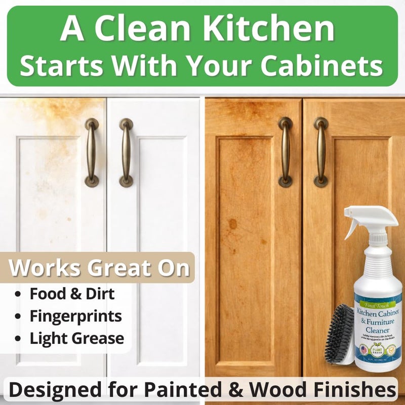 Final Touch Kitchen Cabinet Cleaner - Plant Based Cleaner Solution, Safe on Paint and Wood, Safe for Daily Use, No Residue, Eco-Friendly, Approved by Cabinet Finish Specialists - 32oz by Final Touch - Image 2