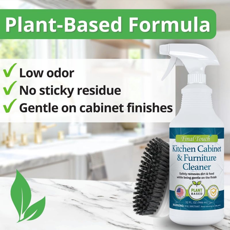 Final Touch Kitchen Cabinet Cleaner - Plant Based Cleaner Solution, Safe on Paint and Wood, Safe for Daily Use, No Residue, Eco-Friendly, Approved by Cabinet Finish Specialists - 32oz by Final Touch - Image 3