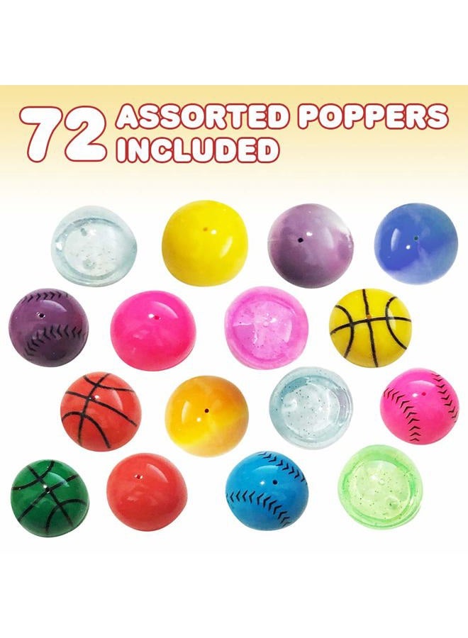 ArtCreativity 1.25 Inch Rubber Poppers Mix for Kids, Bulk Pack of 72 Pop-Up Half Ball Toys, Fun Assorted Designs and Colors, Old School Retro 90s Toys, Birthday Party Favors and Treat Bag Fillers - Image 2