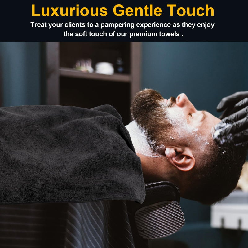 UNIMADE Salon Towels 24 Pack, Microfiber Barber Towels Bulk, (16x29 inches) Hair-Drying Cloth Super Soft Black Hand Cloth for Gym, Bath, Spa Use and Home Beauty Care(Not Bleach Proof) - Image 3