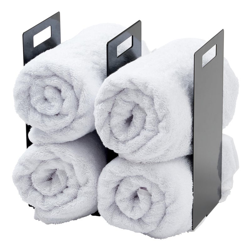 Yamazaki Home Tower Black Interlocking Towel Organizer Set of 2 - Image 1