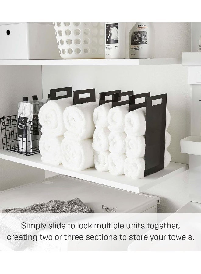 Yamazaki Home Tower Black Interlocking Towel Organizer Set of 2 - Image 3