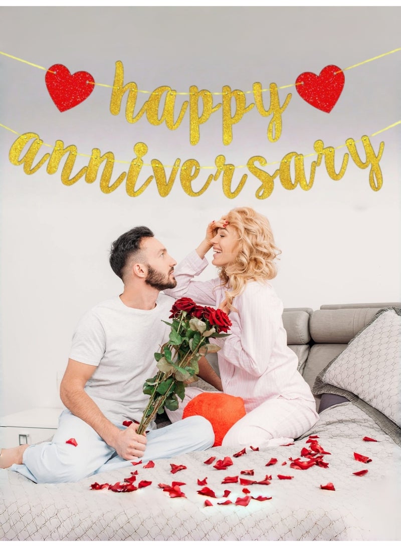 RTYY Happy Anniversary Banner, Anniversary Party Decorations,2.45m Long for Anniversary Celebration Wedding Anniversary Engagement , Romantic Decor - Image 2