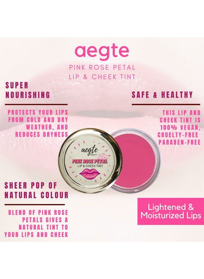 aegte Rose Petal Lip & Cheek Tint Balm (Baby Pink) Organic Multipurpose Lip Balm With Real Rose Petals And Rose Hip Oil For Women Lightens And Moisturizes Dry & Chapped Lips 15 Gm - Image 3
