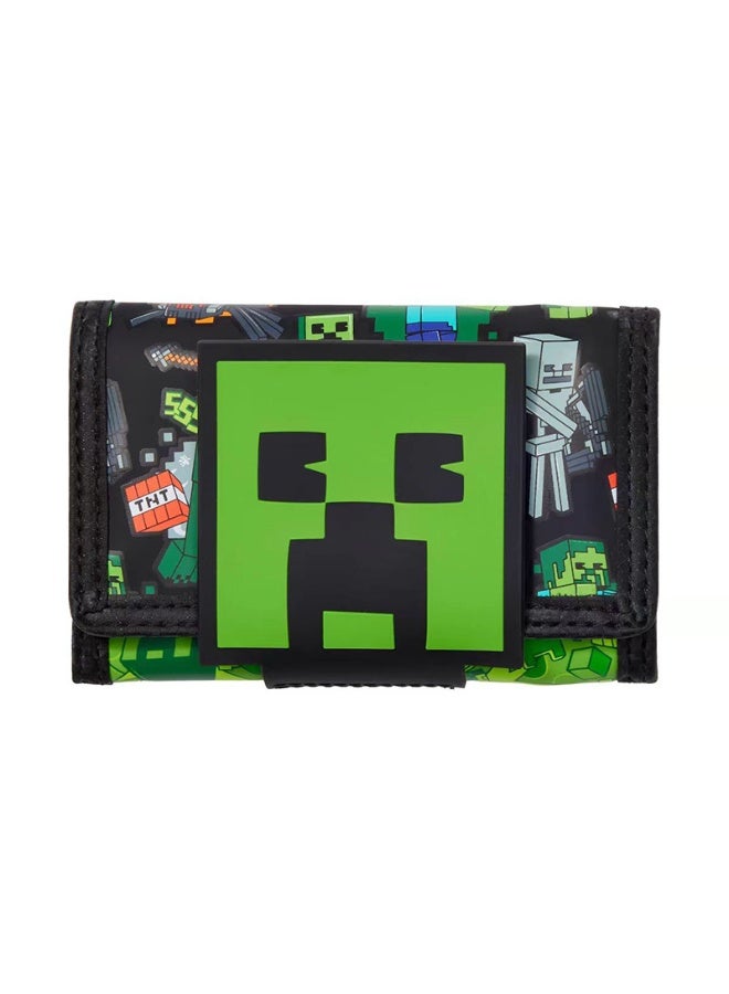Smiggle x Minecraft Creeper Print Wallet | Compact Zipper Coin Purse with Card Slots - Image 1