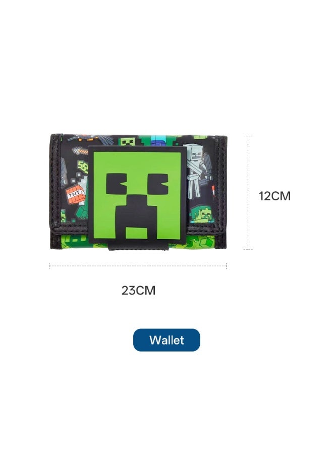 Smiggle x Minecraft Creeper Print Wallet | Compact Zipper Coin Purse with Card Slots - Image 2
