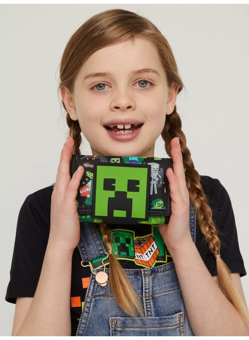 Smiggle x Minecraft Creeper Print Wallet | Compact Zipper Coin Purse with Card Slots - Image 5