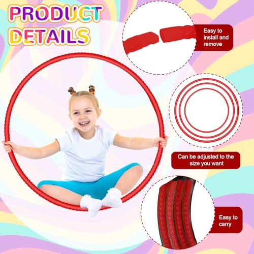 WinnerWhy 2 Pcs Toy Hoop Exercise Hoop Detachable Adjustable Plastic Toy Ring Playground Equipment for School Colored Circles Exercise Ring for Teens Dog Agility EquipmentRed23 Inch - Image 5