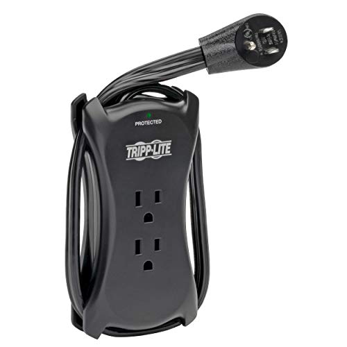 Tripp Lite 3 Outlet Portable Surge Protector Power Strip, 18in Cord, 2 USB, & $25,000 INSURANCE (TRAVELER3USB) Black - Image 1