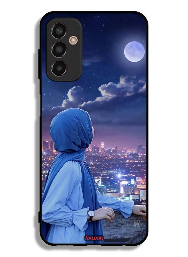 Tolwak Samsung Galaxy F13 Protective Case Cover Looking At Moon Hijab Girl - Image 2