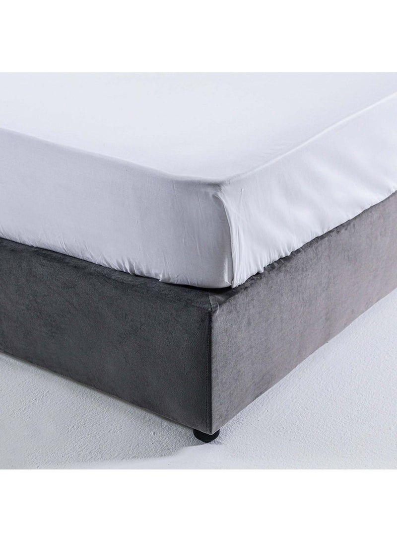 Karnak Square Design Upholstered Velvet Bed Frame Bedroom Furniture Strong And Sturdy Modern Design Wooden Bed | Quiet & Comfortable Bed Wide Single 120x200cm Grey - Image 5