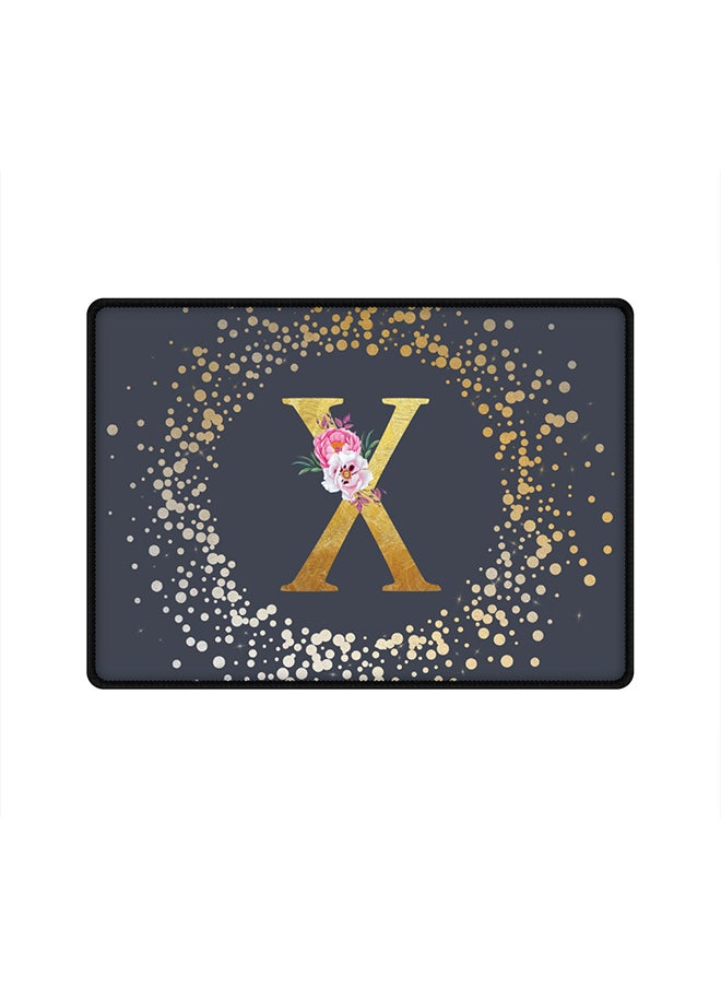 Stylizedd Designer Gaming Mouse Pad  Anti-Skid Mousepad Large Keyboard Mouse Pad Desk Mat Custom Monogram Initial Letter Floral Pattern Alphabet - X  (Grey)  - Image 1