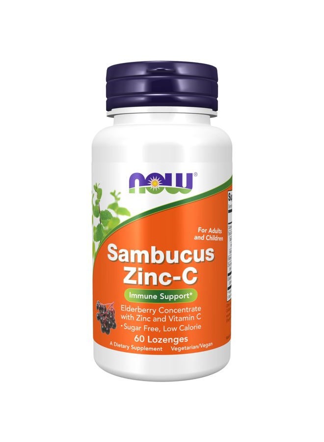 now Supplements, Sambucus Zinc-C with Elderberry Concentrate and Vitamin C, 60 Lozenges - Image 1