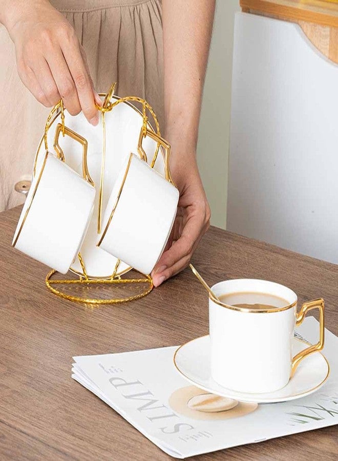 Teensery Tea Cup and Saucer Stand Heart Shaped Teacup Display Easel Holder Metal Desktop Coffee Mug Organizer Plate Storage Rack, 1 Piece (Gold) - Image 4