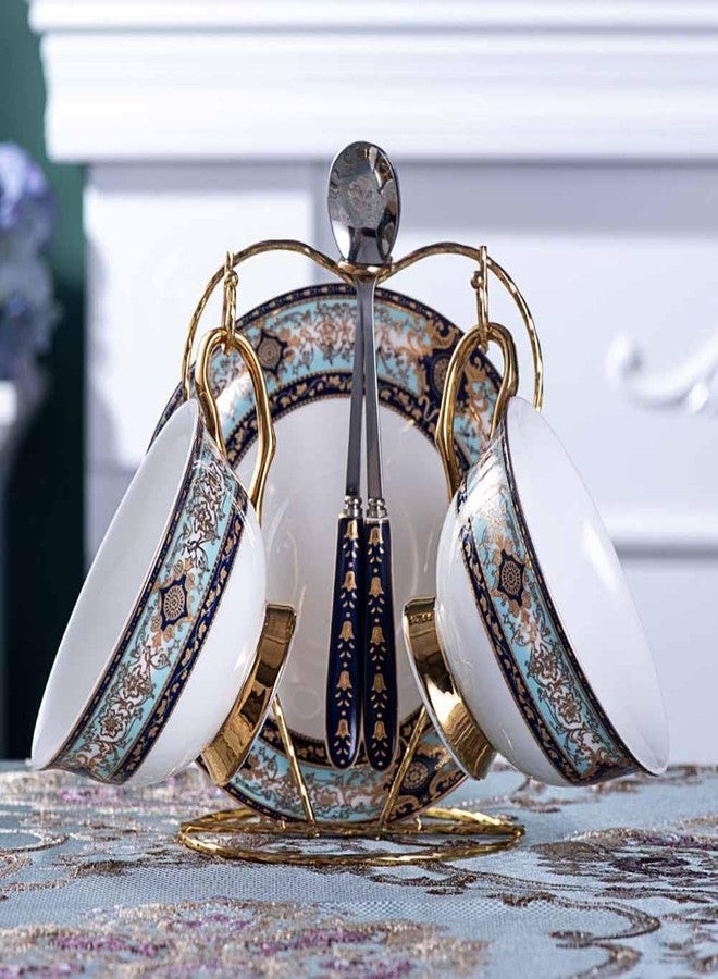 Teensery Tea Cup and Saucer Stand Heart Shaped Teacup Display Easel Holder Metal Desktop Coffee Mug Organizer Plate Storage Rack, 1 Piece (Gold) - Image 2