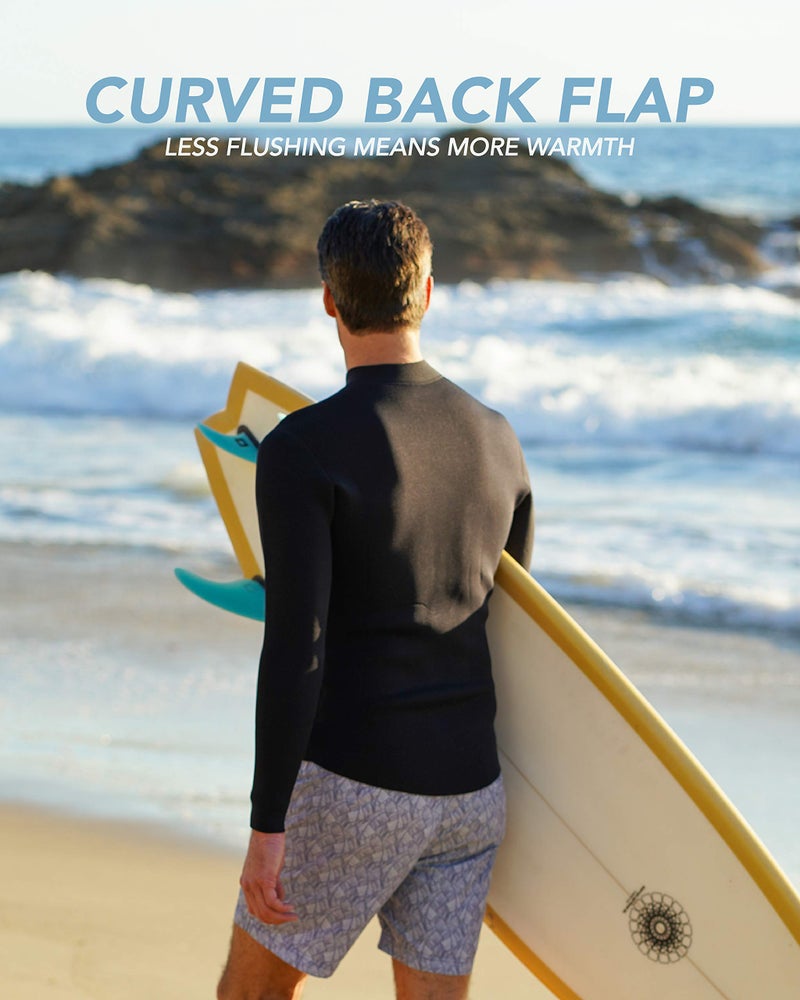 Surf Squared Men's Wetsuit Top Jacket 2mm or 3mm - Neoprene Long Sleeve for Warmth & Comfort, Extended Back Flap - Ideal for Surfing, Snorkeling & Watersports - 3X-Large - 3MM - Image 4