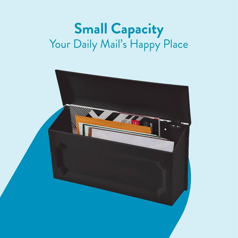 ARCHITECTURAL MAILBOXES Windsor™ Wall-Mounted Mailbox for Outside, Rust-Proof Plastic Small Mail Box, Black - Image 3