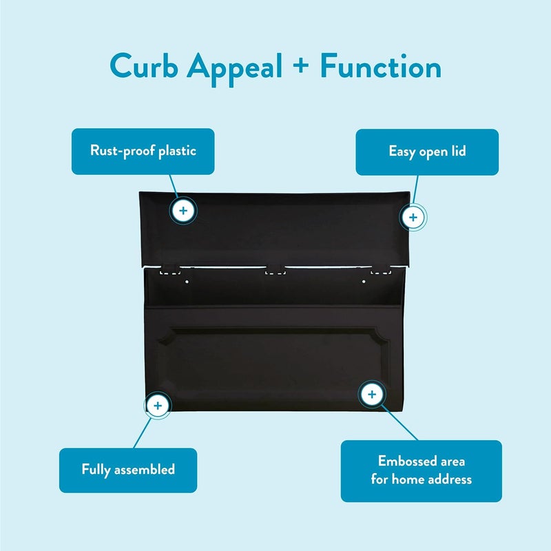 ARCHITECTURAL MAILBOXES Windsor™ Wall-Mounted Mailbox for Outside, Rust-Proof Plastic Small Mail Box, Black - Image 4