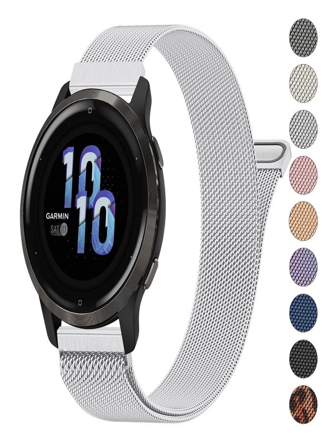 سوار معدني مقاس 18 مم لساعات Garmin Venu 3S / Venu 2S / Vivoactive 4S / Vivomove 3S / Forerunner 265s، سوار بديل من الفولاذ المقاوم للصدأ سريع الفك لساعات Garmin Forerunner 255s/265s، مقاس واحد، معدني، ليس - Image 1