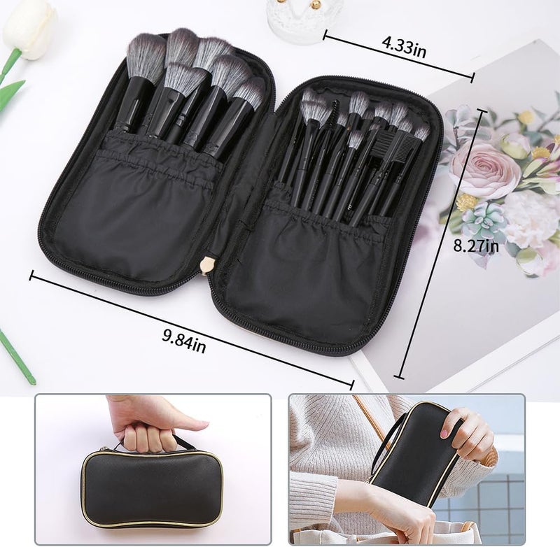 MAGEFY 22 Pcs Makeup Brushes with Case, Professional Makeup Brush Set Face Foundation Brushes Blending Powder Blush Eyeshadow Brushes Christmas Gift for Women Girls（Black) - Image 3