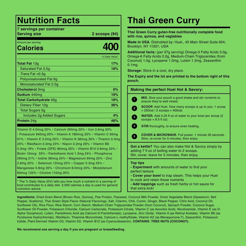 Huel Hot and Savory Instant Meal Replacement - Thai Green Curry - 14 Scoops of Nutritionally Complete Food - Image 4