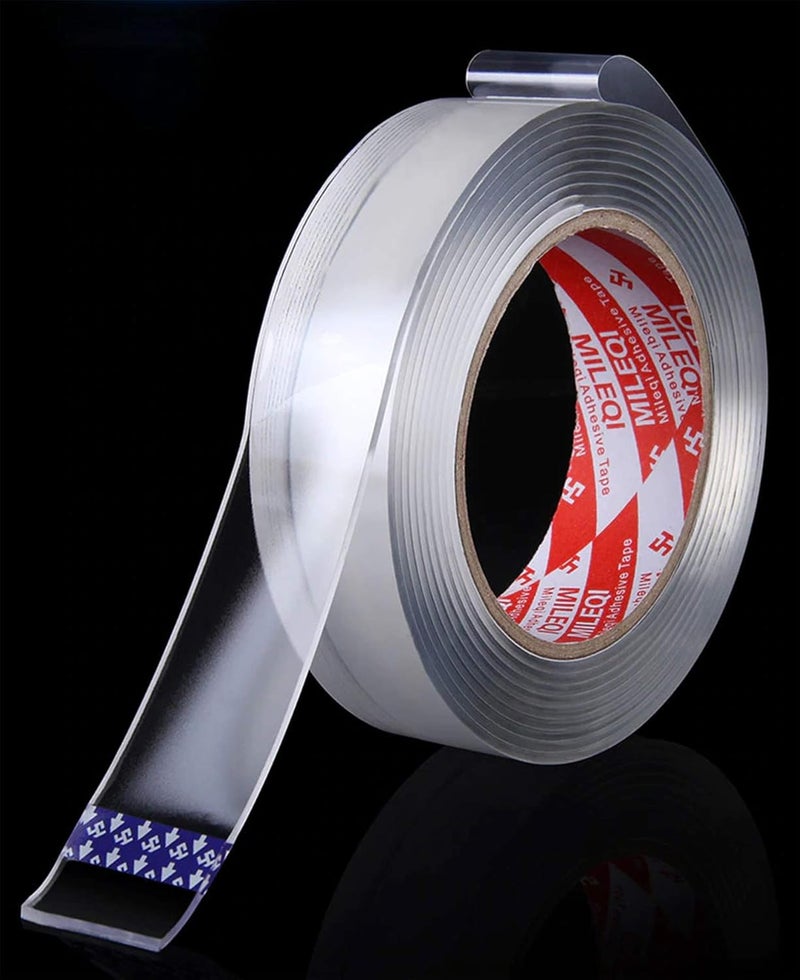 Saubhagya Global Saubhagya Global Reusable, Washable Double Sided Adhesive Silicon Tape with Multi-Functional Anti-Slip Double Sided Sticky Strips, Gel Tape Roll Wall Stickers (LxW :1MX30mm Thickness : 2.0mm)  - Image 1