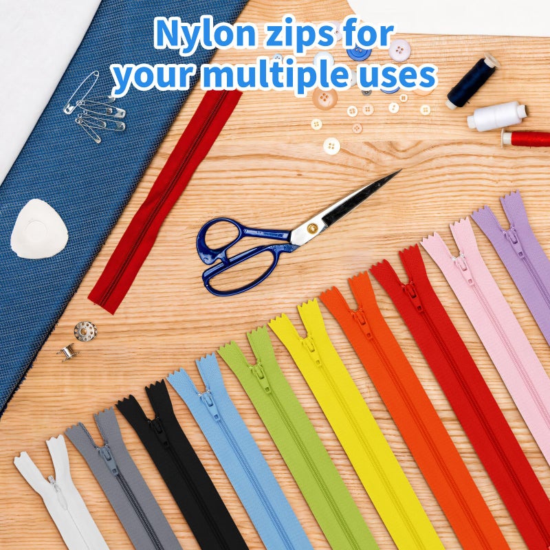 Asofelk 30 Pcs Nylon Coil Zippers for Tailor Sewing in 10 Assorted Colors - Mixed Color Invisible Zippers for Bags, Garment Craft DIY Accessories (9.5 Inches) - Image 3