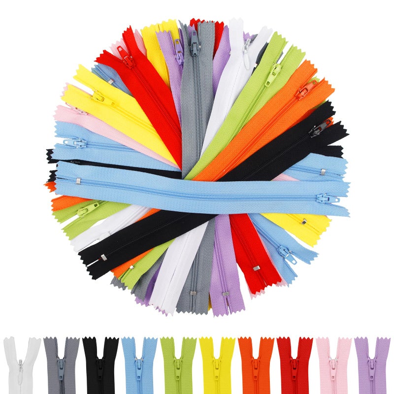 Asofelk 30 Pcs Nylon Coil Zippers for Tailor Sewing in 10 Assorted Colors - Mixed Color Invisible Zippers for Bags, Garment Craft DIY Accessories (9.5 Inches) - Image 1