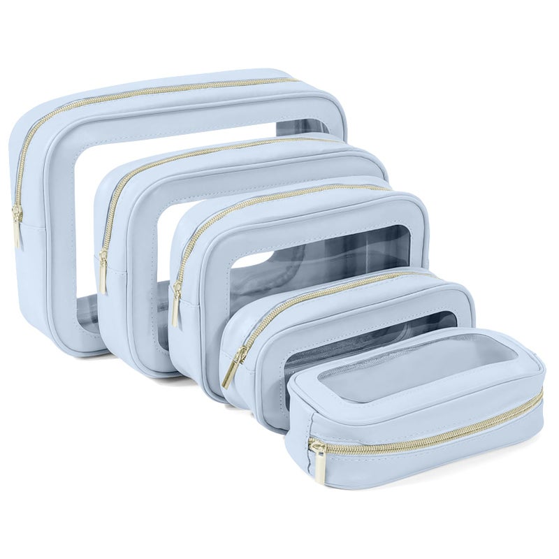 YOPCDJ 5PCS Clear Toiletry Bag,TSA Approved Travel Makeup Pouch with Zipper for Cosmetics and Toiletriesï¼ŒDiaper Bag Organizer Pouch Setï¼ŒWomen's Purse Organizer and Clear Car Bag - Image 1