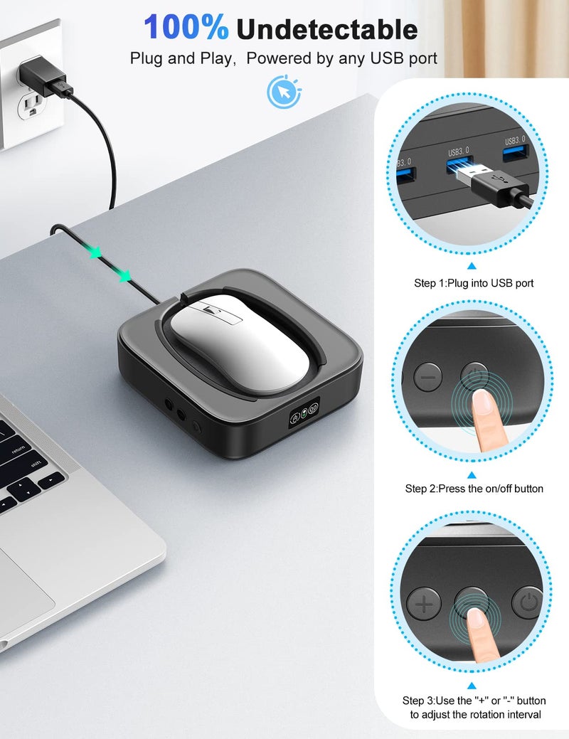 EAXBUX Mechanical Mouse Jiggler,Undetectable Mouse Mover Jiggler Device with Interval Timer Adiustable,LED Display and Random Movement,Gift for Man Keeping PC/Laptop Active to lmprove Work Efficiency - Image 3