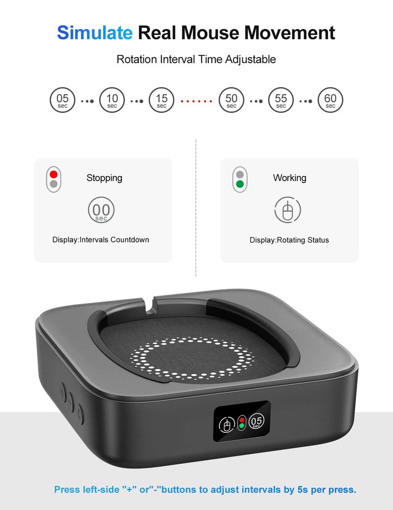 EAXBUX Mechanical Mouse Jiggler,Undetectable Mouse Mover Jiggler Device with Interval Timer Adiustable,LED Display and Random Movement,Gift for Man Keeping PC/Laptop Active to lmprove Work Efficiency - Image 5