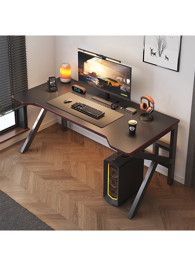 Spides Gaming Desk Double K Shape Design Computer Desk Ergonomic PC Desktop Computer Table Carbon Fiber Lines Desktop Home Office Workstation Computer Desk for Home Office Study - Image 1
