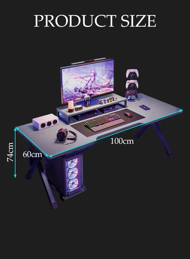 Spides Gaming Desk Double K Shape Design Computer Desk Ergonomic PC Desktop Computer Table Carbon Fiber Lines Desktop Home Office Workstation Computer Desk for Home Office Study - Image 3