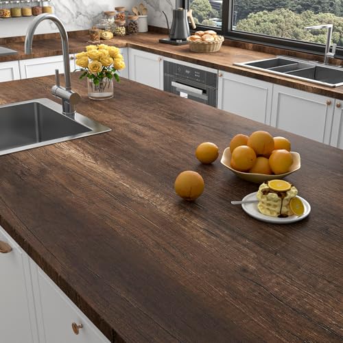 Stickyart Thick Teak Wood Contact Paper Wood Wallpaper Peel and Stick Textured Wood Grain Contact Paper for Cabinets and Drawers Vintage Premium Wallpaper for Furniture Removable Vinyl Wood 12"x80" - Image 1