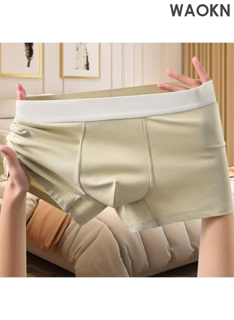 WAOKN 4-piece men's flat underwear, breathable and elastic cotton moisture absorbing underwear, simple and atmospheric design, modern fit low waist underwear, seamless men's flat underwear, comfortable and breathable fabric without tightness. - Image 5