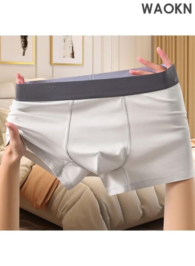 WAOKN 4-piece men's flat underwear, breathable and elastic cotton moisture absorbing underwear, simple and atmospheric design, modern fit low waist underwear, seamless men's flat underwear, comfortable and breathable fabric without tightness. - Image 4