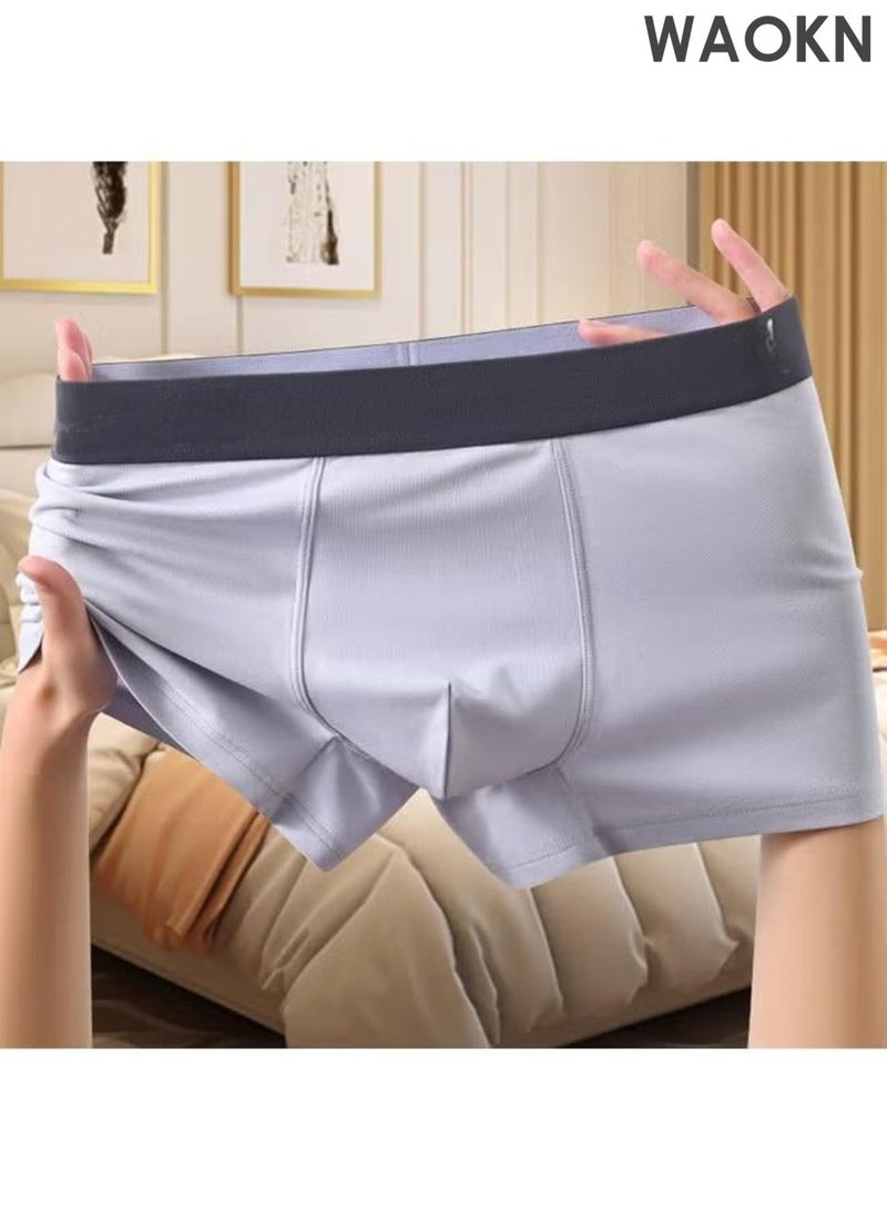 WAOKN 4-piece men's flat underwear, breathable and elastic cotton moisture absorbing underwear, simple and atmospheric design, modern fit low waist underwear, seamless men's flat underwear, comfortable and breathable fabric without tightness. - Image 3