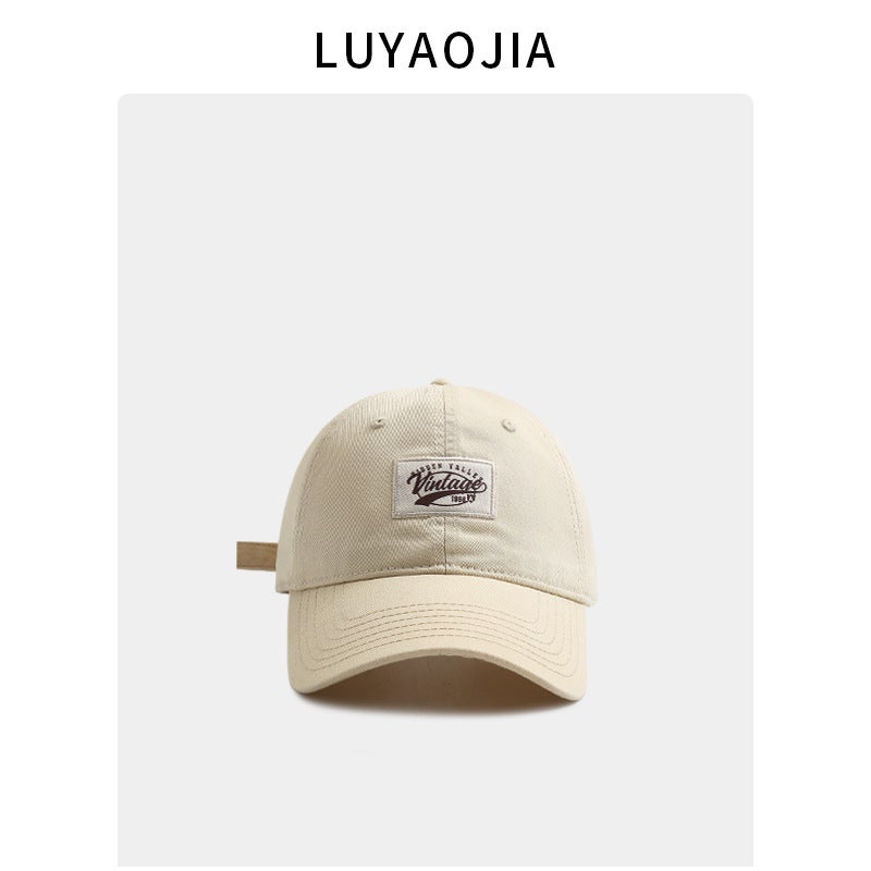 Japanese fashion brand cloth label letter baseball cap female Korean style versatile face-looking small spring and summer couple casual peaked cap maleEnglish patch 1996 baseball cap-beige English patch 1996 baseball cap-beige