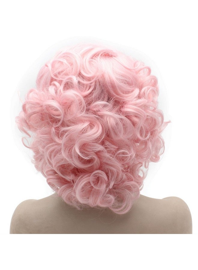 MX angel Mxangel Heat Friendly Synthetic Hair Lace Front Pink Short Curly Wig - Image 5