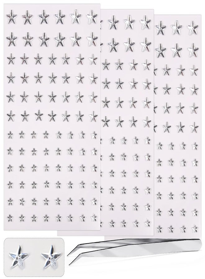 MANGOIT 264pcs Star Gem Stickers Rhinestones for Crafts - Self Adhesive Jewels Sticker, Acrylic Gems DIY Craft Decorative Diamond Sticker, Small Stickers for Kids (264pcs-5/7/10mm-silver) - Image 1