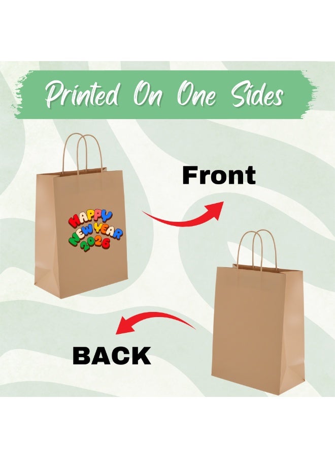 PRINTSHOP4ME A4 Kraft Paper Bags With Happy New Year Design-New Year With Eco-Friendly Gift Giving-Kraft Paper Bags With Cheers-Reusable Kraft Bags - Image 2