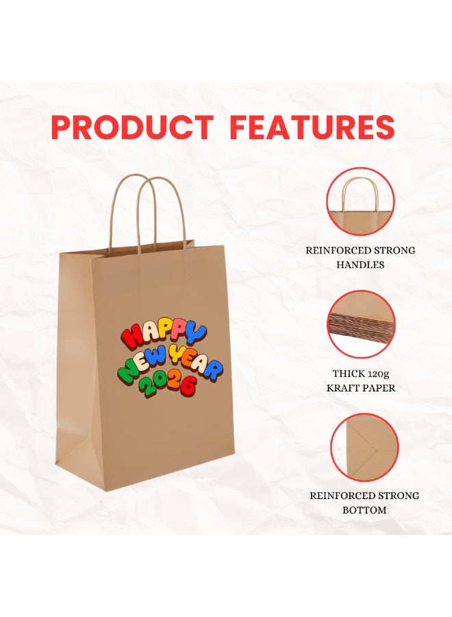 PRINTSHOP4ME A4 Kraft Paper Bags With Happy New Year Design-New Year With Eco-Friendly Gift Giving-Kraft Paper Bags With Cheers-Reusable Kraft Bags - Image 5