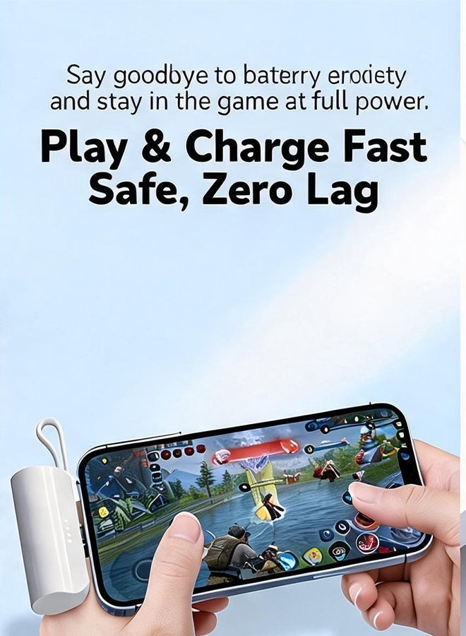 Mini Power Bank, 20W Fast Charging Power Bank with Foldable Power Cord&lanyard 2in1, 5000 mAh Small Power Bank USB C portable Charger, Travel Essentials, Compatible with All Phone - Image 3
