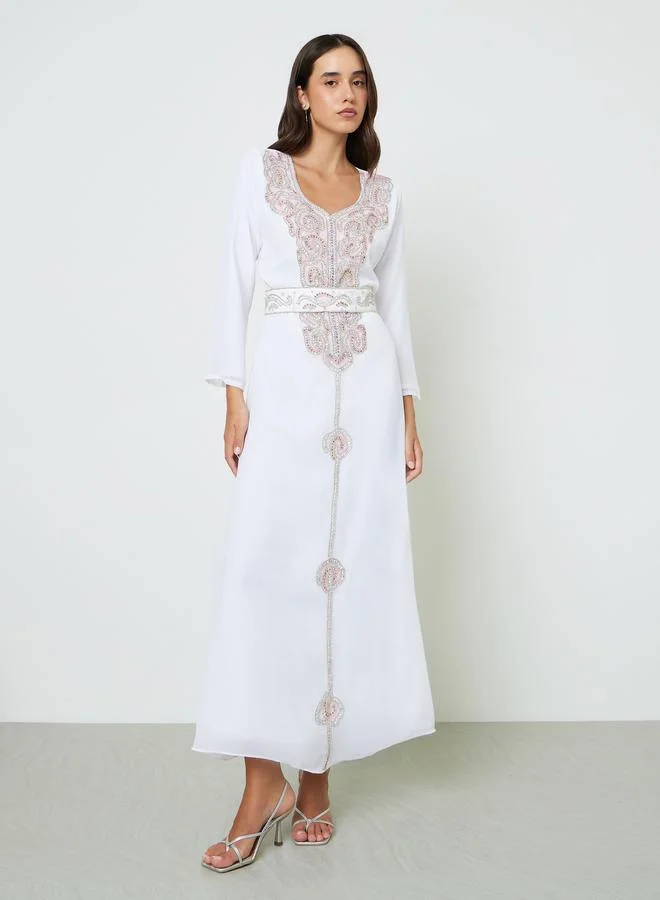Maxim Creation Pink Pink Embellished Tie-Up Jalabiya Set for Women | Best Price UAE