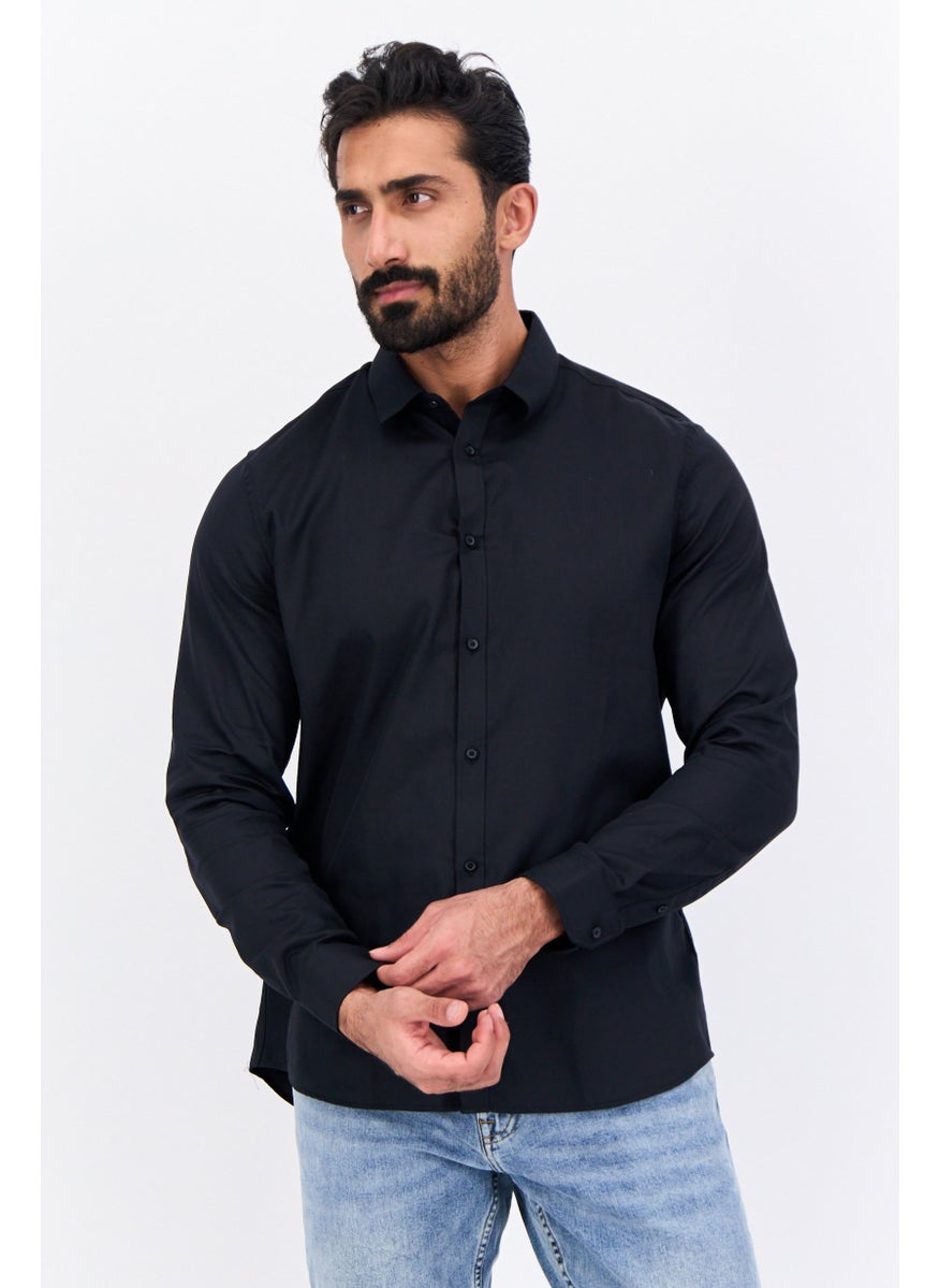 Men Slim Fit Textured Long Sleeves Casual Shirt, Black - pzsku/Z0A19053EB2911088CA11Z/45/_/1738073520/2fd3d607-4602-45ca-8b1a-b8bd409d40e9