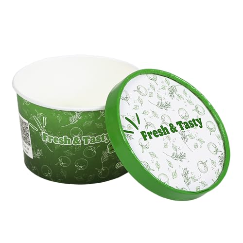 Pack2Eat Disposable Medium Rice Bowl Cup with lid| Biodegradable | Food Safe & Hygienic | Sustainable & Recyclable | Leak-Proof & Sturdy Bowl with Container (Capacity 500ml with 50 Pcs Pack) - Image 1