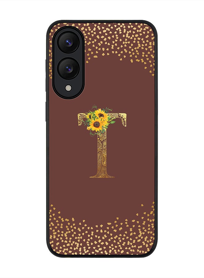 Stylizedd For Samsung Galaxy S25 Edge Case,Slim fit Camera Protection, Shockproof Thin Phone cover  - Custom Floral Monogram - T  (Brown )